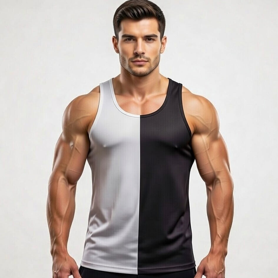 Pack of 2 Men & Boys Summer Gym Tank Top Sando | Dry-Fit Breathable Sleeveless Vest for Gym, Workout, Running & Daily Wear (Large)