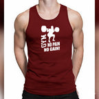 Men's No Pain No Gain Printed Gym Tank Top Pure Cotton Sleeveless Sando Summer Workout Vest - Extra Large