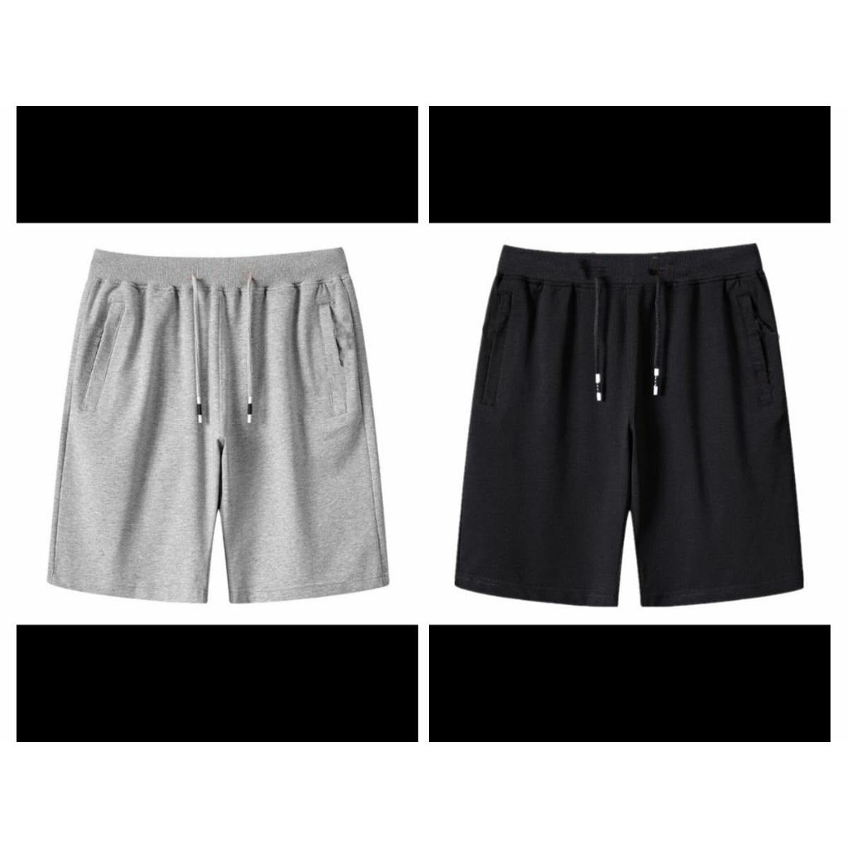 Pack Of 2 Men's Stripe Style Jersey Fashion Shorts | Soft Fabric Casual Summer Wear - Extra Large