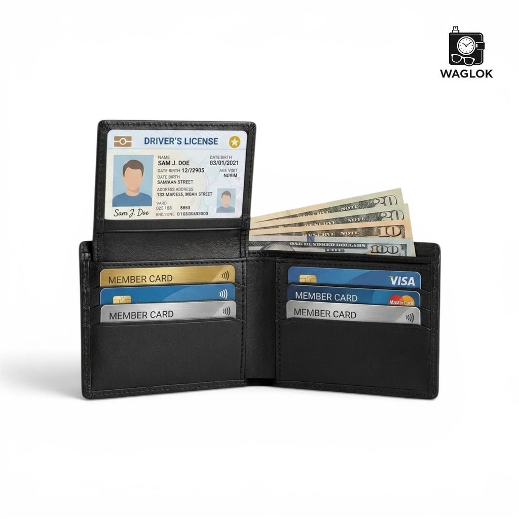 Men's Genuine Leather Bifold Wallet with Gift Box Black