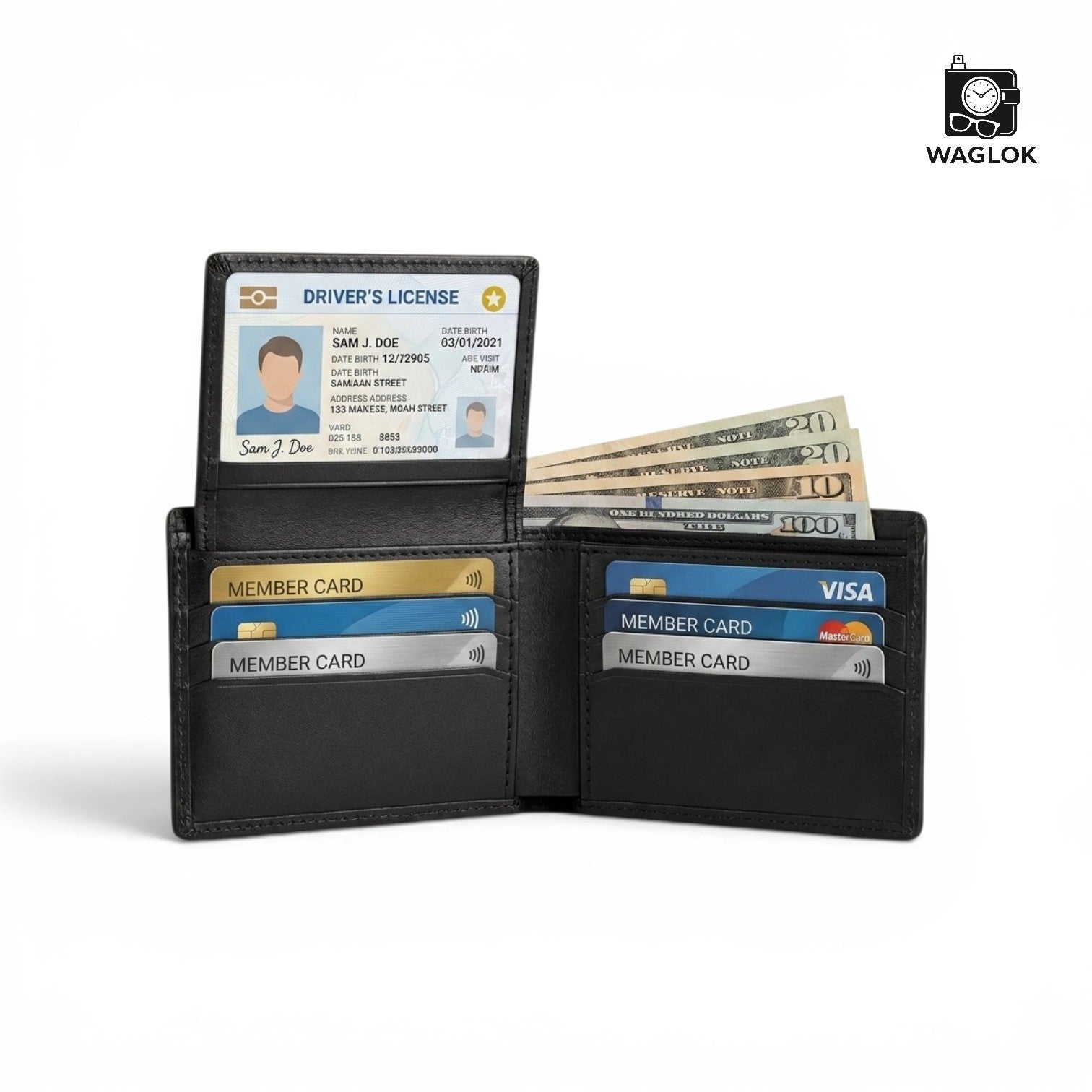 Men's Genuine Leather Bifold Wallet with Gift Box Black